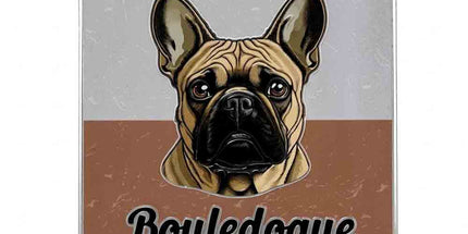 Plaque Metal 3D Bouledogue français – Je monte la garde – 15 x 20 cm
