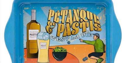 Plateau Pétanque & Pastis bleu 21x15 cm
