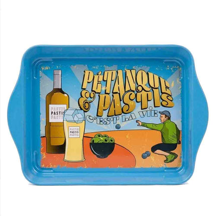 Plateau Pétanque & Pastis bleu 21x15 cm
