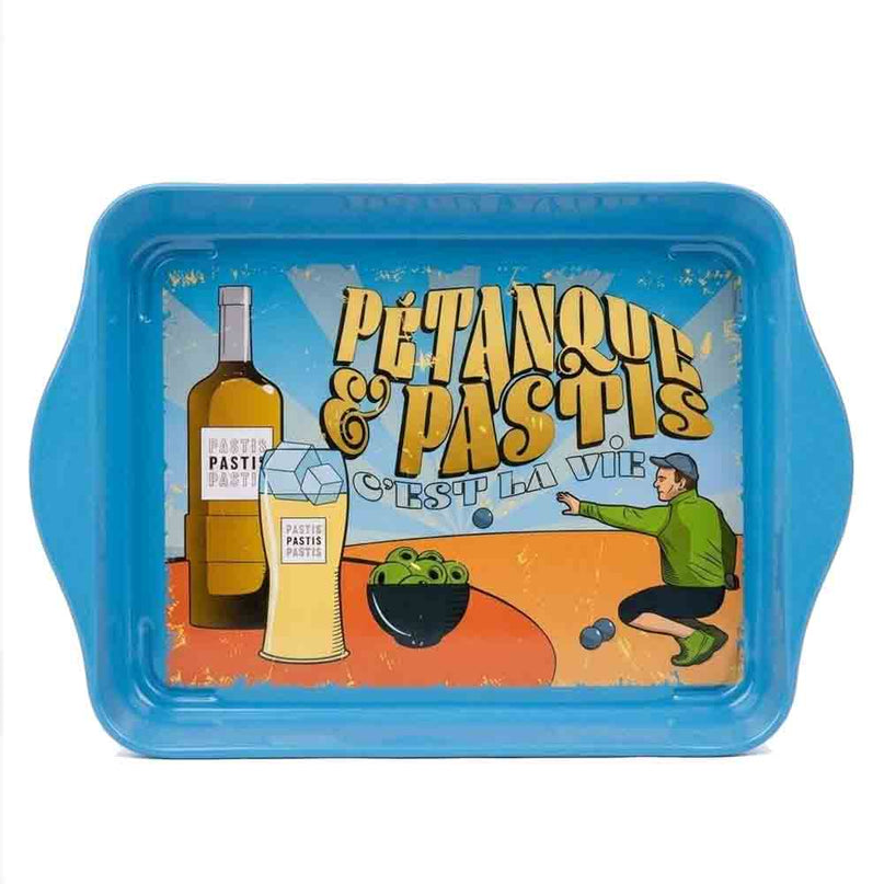 Plateau Pétanque & Pastis bleu 21x15 cm