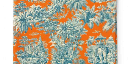 Serviette de table Mini Maharani en coton orange et bleu