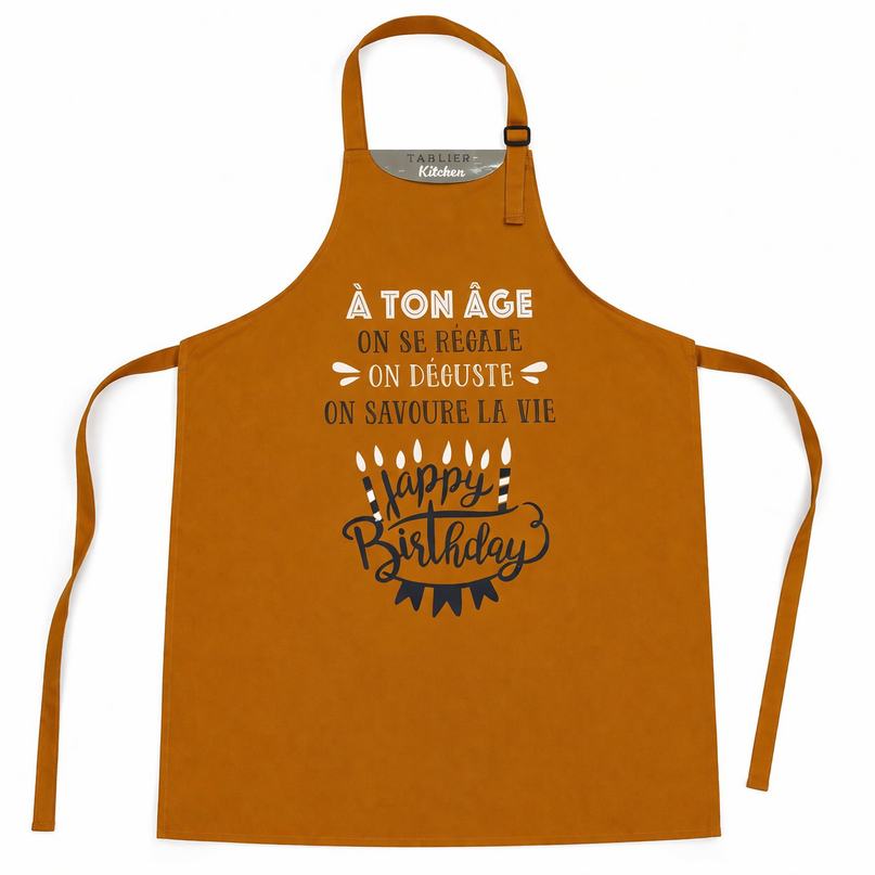 Tablier de cuisine anniversaire adulte happy birthday