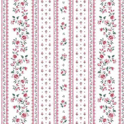 Tissu Coton Figuerolles Rayure Rose Largeur 160 cm Vendu au mètre